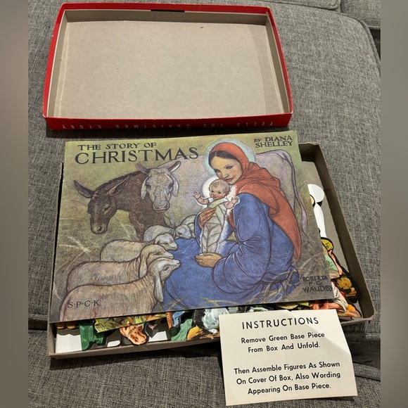 Vintage Christmas Manger Set 1950s #743 Cut-out Scenes & figures new in box!! - Picture 5 of 6